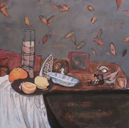 Agrumes et coquillages - 100 x 100  - huile sur toile